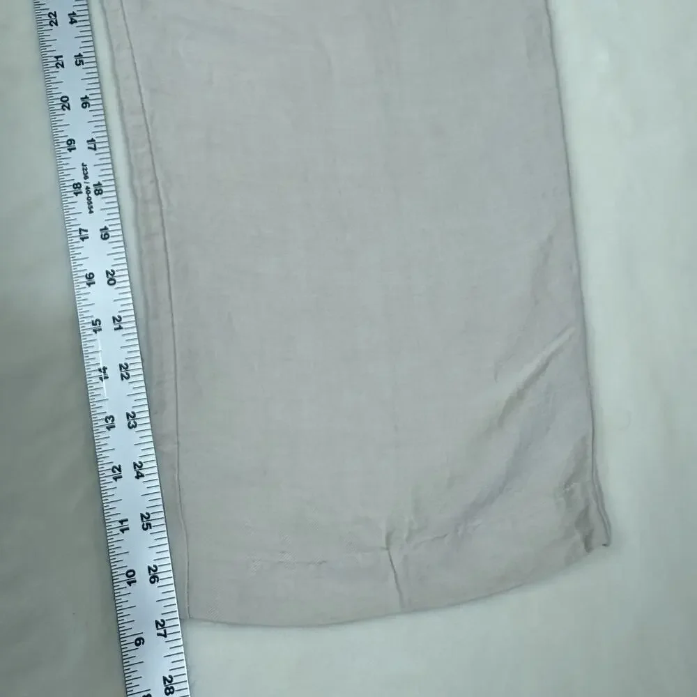 Tommy Bahama Mens Khaki Linen Silk Blend Pleated Pants Fits 34x27 Relaxed Fit